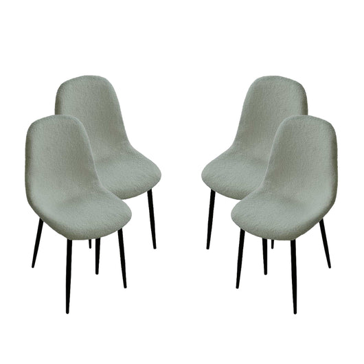 MAURY'S SET 4 SEDIE IMBOTTITE TEDDY VERDE CHIARO CON GAMBE NERE 44X48X88 CM