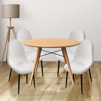 MAURY'S SET 4 SEDIE IMBOTTITE TEDDY TESSUTO BIANCO CON GAMBE NERE 44X48X88 CM