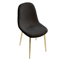 MAURY'S SET 4 SEDIE IMBOTTITE TEDDY IN TESSUTO NERO CON GAMBE ORO 44X48X88 CM