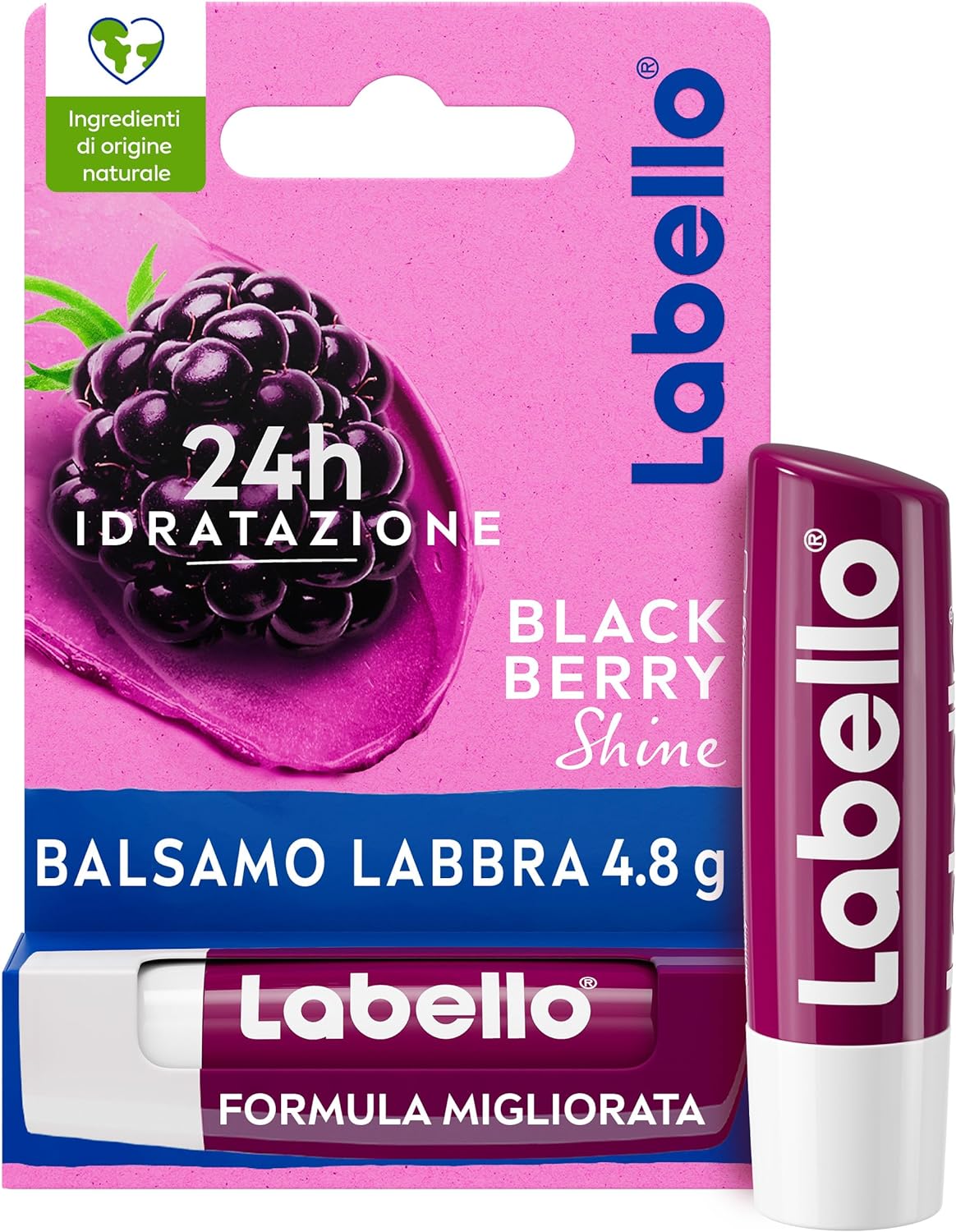 SET 6 LABELLO BALSAMO LABBRA BLACKBERRY SHINE STICK 4.8 GR AROMA DI MORE