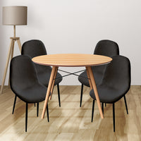 MAURY'S SET 4 SEDIE IMBOTTITE TEDDY IN TESSUTO NERO CON GAMBE NERE 44X48X88 CM