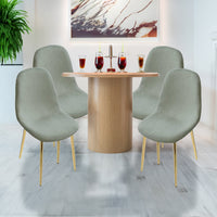 MAURY'S SET 4 SEDIE IMBOTTITE TEDDY VERDE CHIARO CON GAMBE ORO 44X48X88 CM