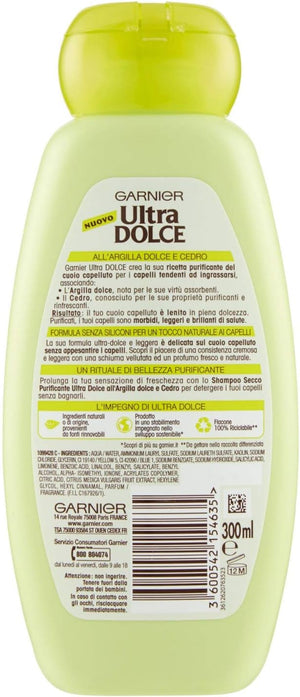 SET 2 GARNIER SHAMPOO PURIFICANTE DA 300 ML ARGILLA DOLCE E CEDRO CAPELLI GRASSI