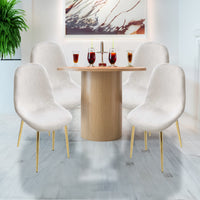 MAURY'S SET 4 SEDIE IMBOTTITE TEDDY IN TESSUTO BIANCO CON GAMBE ORO 44X48X88 CM