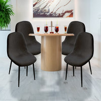 MAURY'S SET 4 SEDIE IMBOTTITE TEDDY IN TESSUTO NERO CON GAMBE NERE 44X48X88 CM