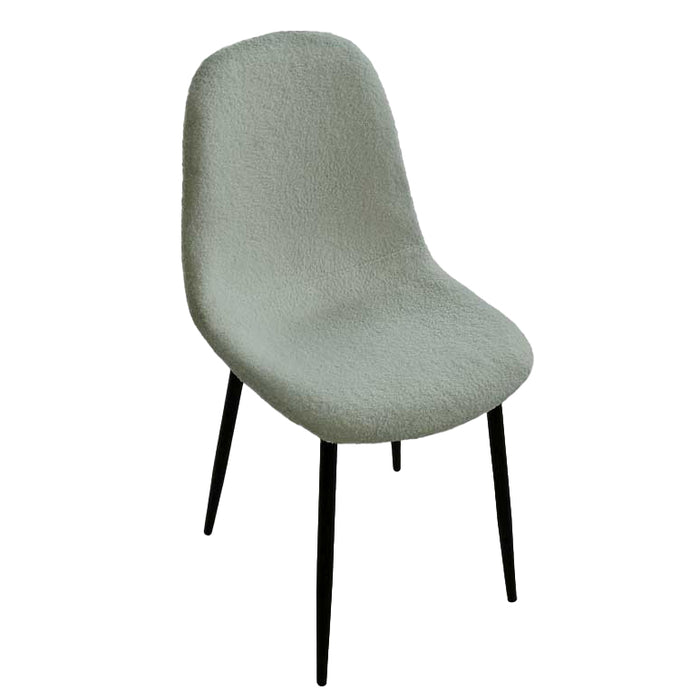 MAURY'S SET 4 SEDIE IMBOTTITE TEDDY VERDE CHIARO CON GAMBE NERE 44X48X88 CM