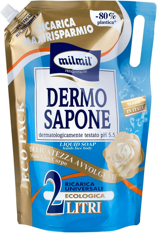 MILMIL SET 4 PZ SAPONE LIQUIDO RICARICA MAXIRISPARMIO 2 LT NO PARABENI DELICATO