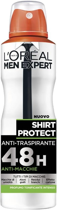 SET 6 L'OREAL PARIS MEN EXPERT DEODORANTE SPRAY DA 150ML SHIRT PROTECT