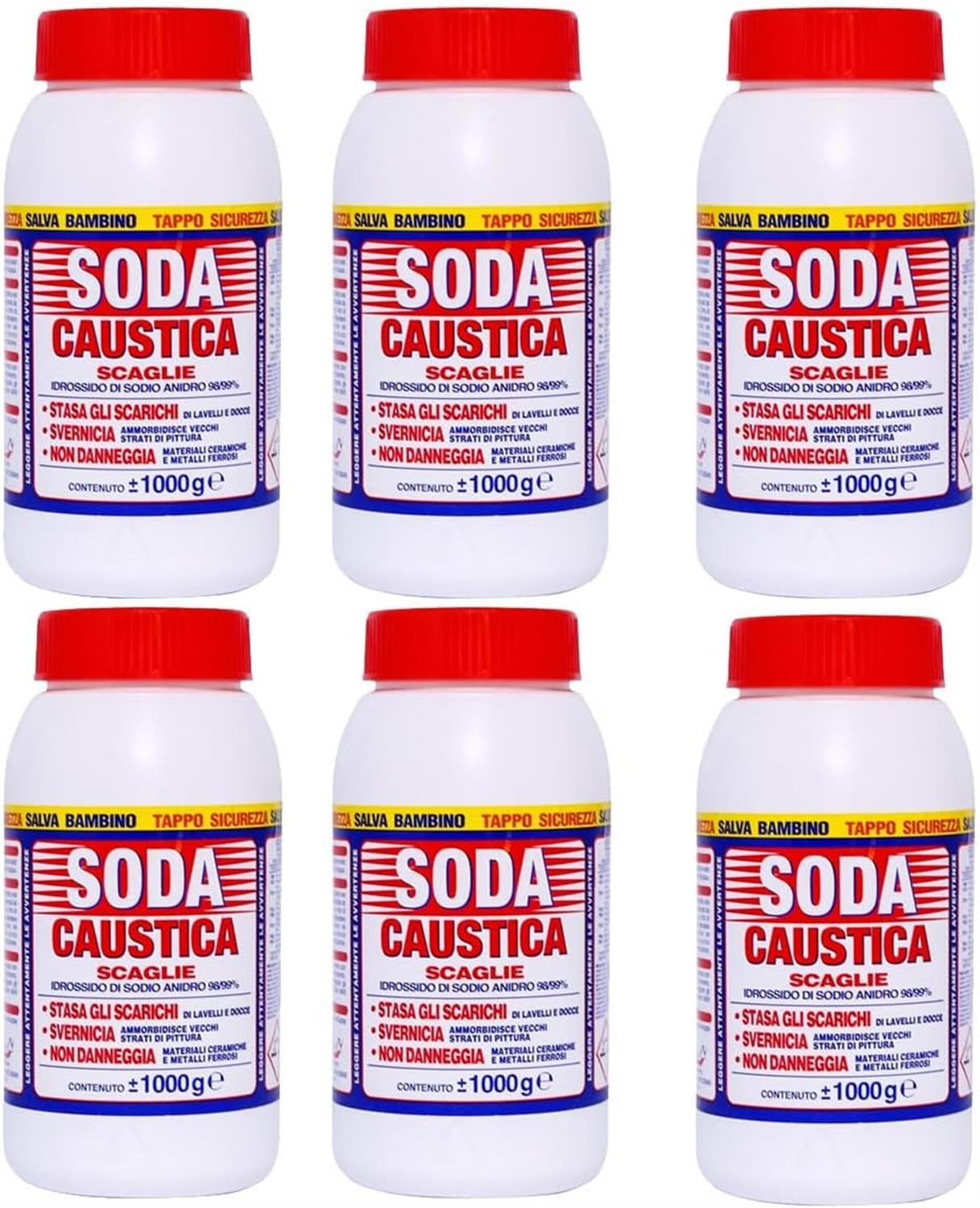 MARTEN SODA CAUSTICA SET 6 PZ X 1KG A SCAGLIE PERCARBONATO DI SODIO STASA SCARICHI SVERNICIA NON DANNEGGIA
