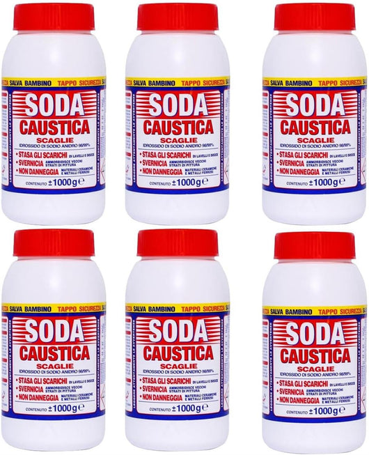 MARTEN SODA CAUSTICA SET 6 PZ X 1KG A SCAGLIE PERCARBONATO DI SODIO STASA SCARICHI SVERNICIA NON DANNEGGIA