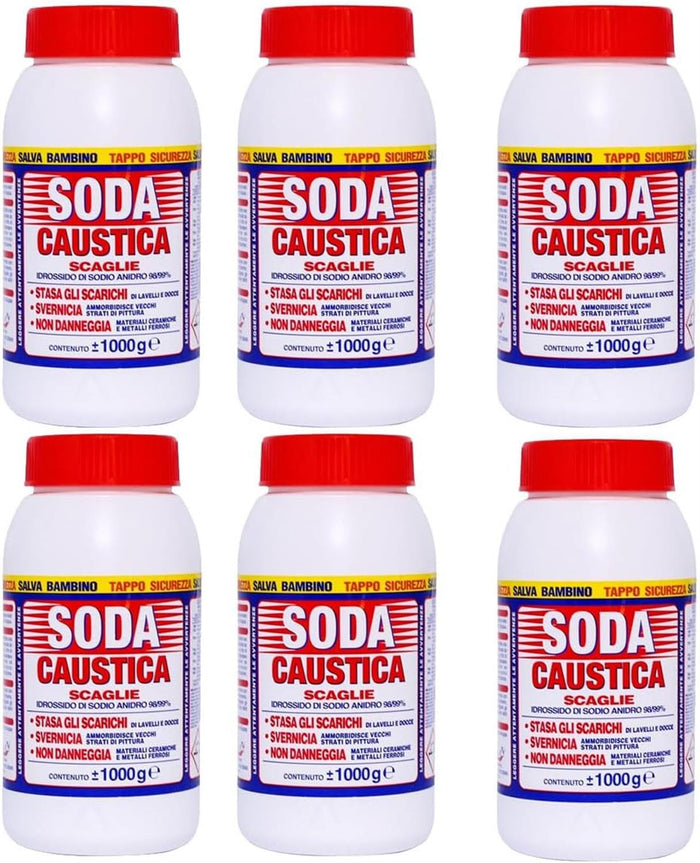 MARTEN SODA CAUSTICA SET 6 PZ X 1KG A SCAGLIE PERCARBONATO DI SODIO STASA SCARICHI SVERNICIA NON DANNEGGIA