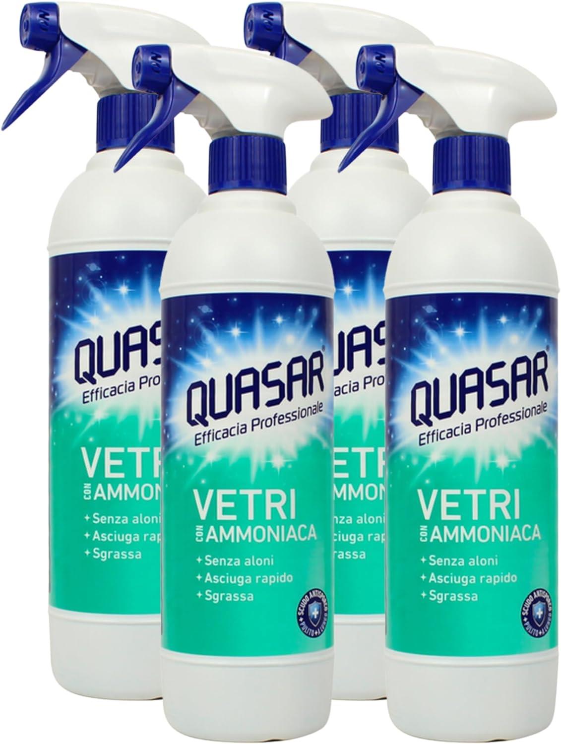 QUASAR SPRAY DETERGENTE VETRI SET 4 PZ X 580 ML CON AMMONIACA SPRAY