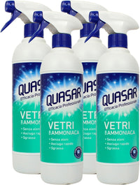 QUASAR SPRAY DETERGENTE VETRI SET 4 PZ X 580 ML CON AMMONIACA SPRAY