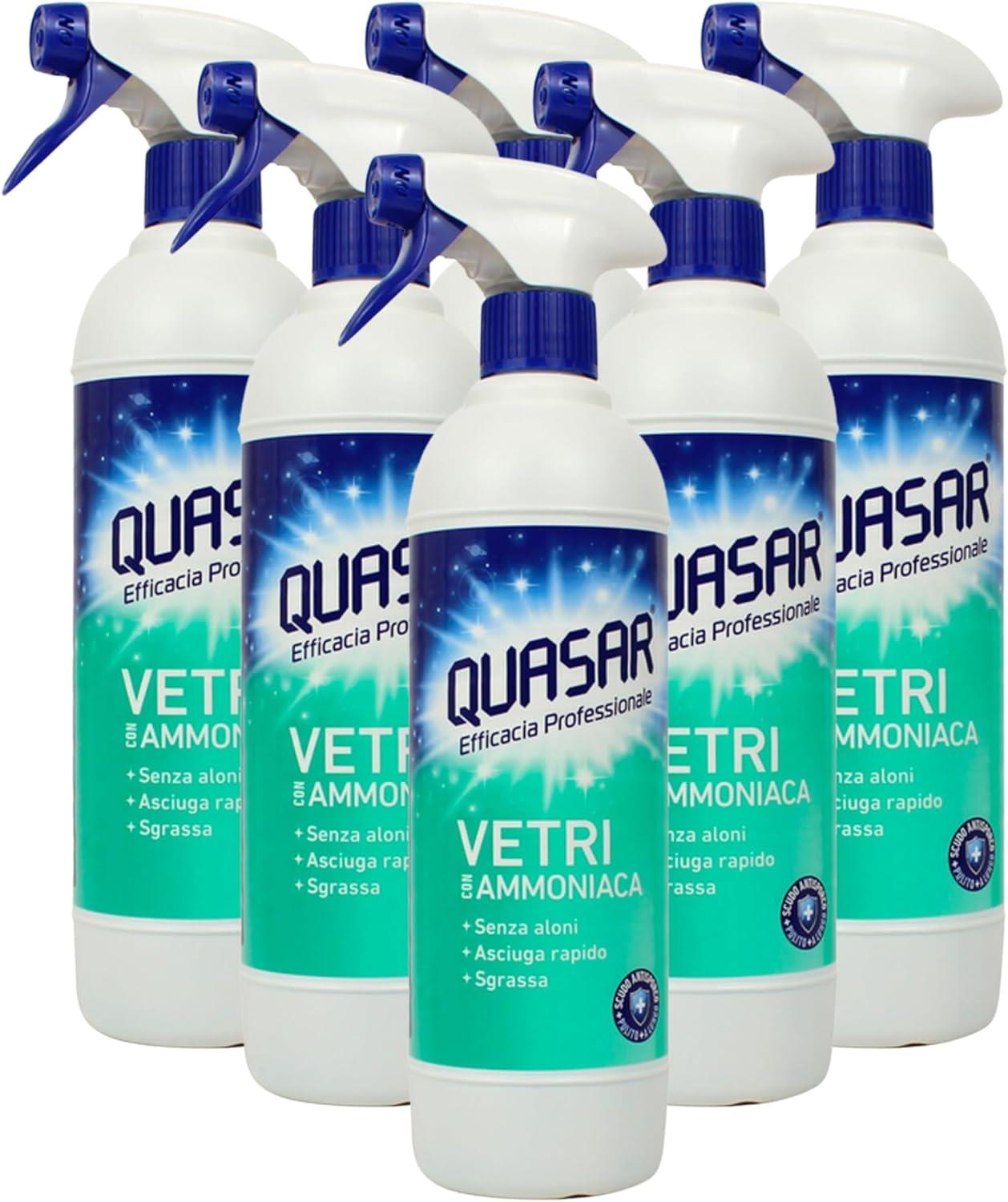QUASAR SPRAY DETERGENTE VETRI SET 6 PZ X 580 ML CON AMMONIACA SPRAY
