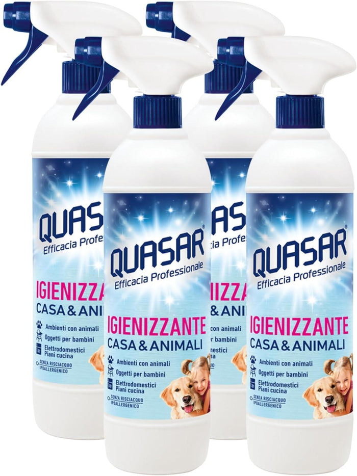 QUASAR SPRAY IGIENIZZANTE CASA EANIMALI SET 4 PZ X 580 ML SUPERFICI OGGETTI PER BAMBINI