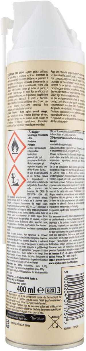 BAYGON INSETTICIDA SCARAFAGGI E FORMICHE SPRAY 400 ML