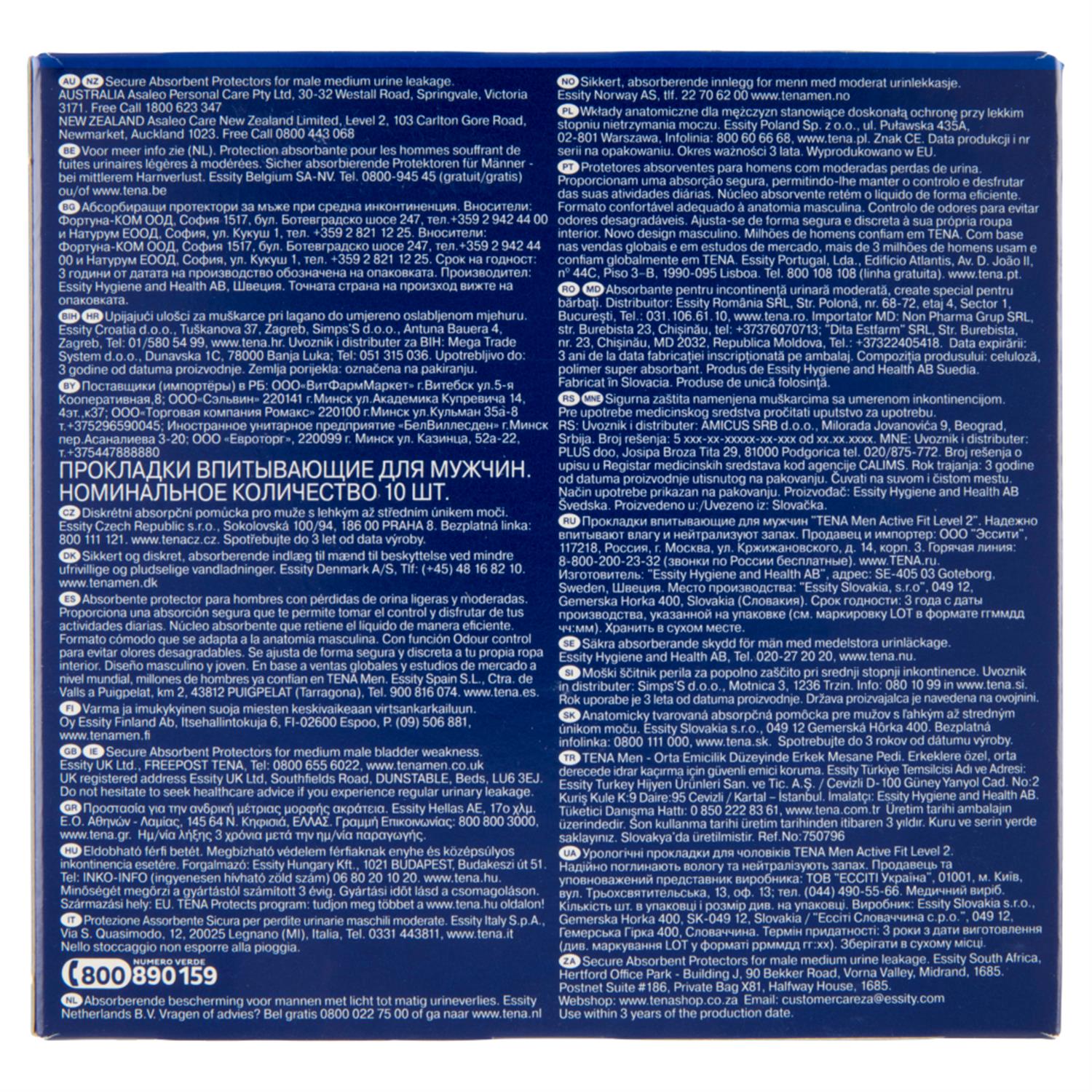 ASSORBENTI TENA MEN ACTIVE FIT LEVEL 2 SET 6 CONFEZIONI DA 10 PEZZI