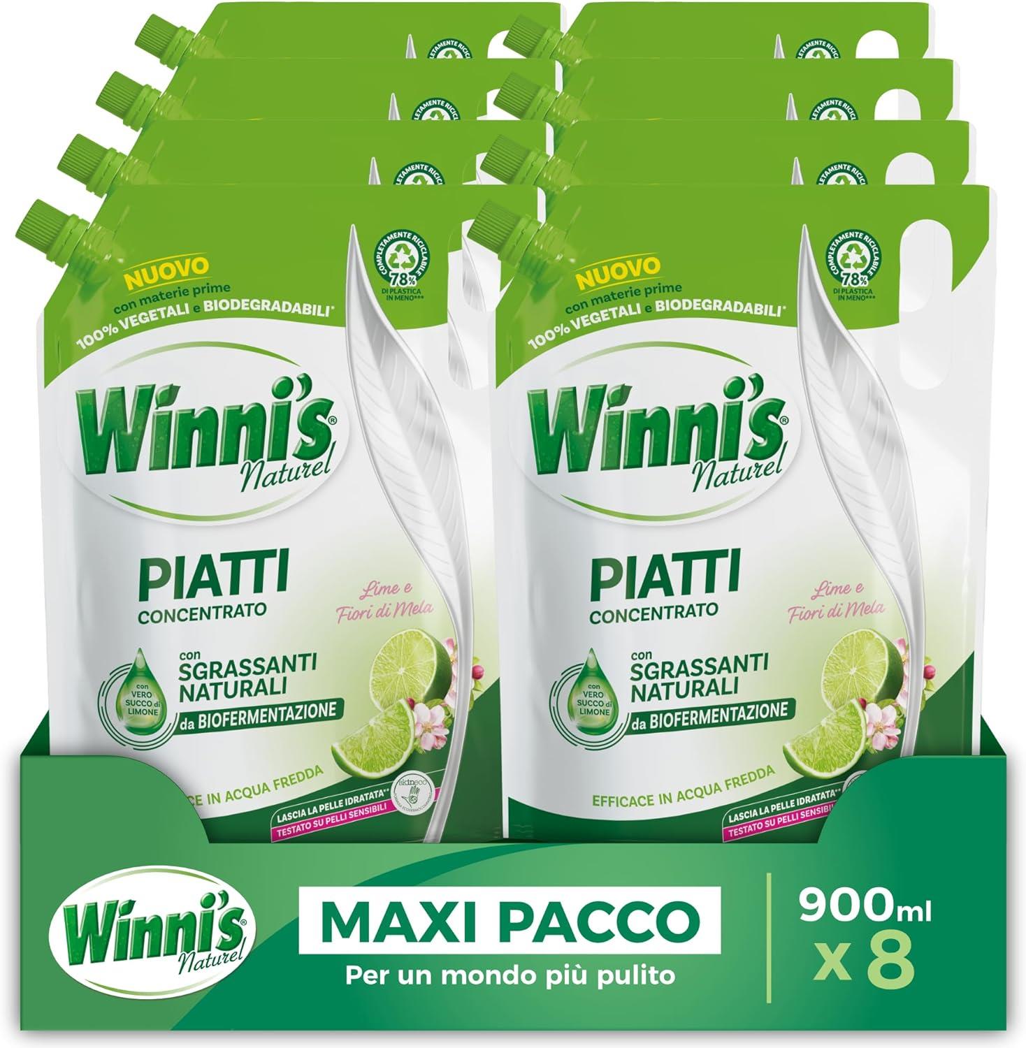 WINNI'S RICARICA SET 8 PEZZI DETERGENTE PIATTI DA 900ML LIME E FIORI DI MELA