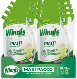 WINNI'S RICARICA SET 8 PEZZI DETERGENTE PIATTI DA 900ML LIME E FIORI DI MELA