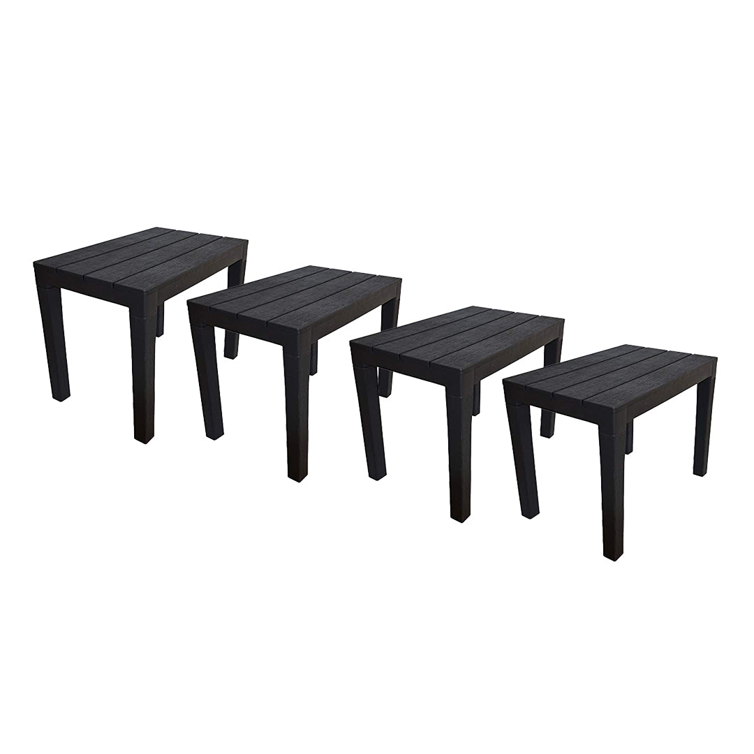 SET 4 PEZZI PANCHINA/TAVOLO DOPPIAFUNZIONE TIMOR IN POLIPROPILENE DA ESTERNO ANTRACITE 60 X 38 X 45 CM