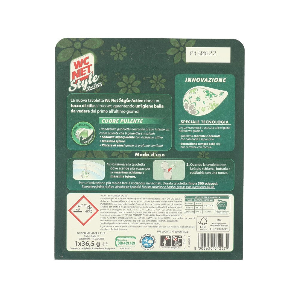 WC NET SET 4 PZ STYLE ACTIVE TAVOLETTA GREEN EXOTIC AD AZIONE COMPLETA