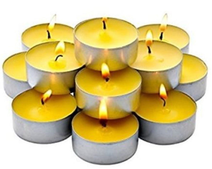 MAURY'S CANDELINE TEA LIGHT 60 PZ GIALLE CON OLIO DI CITRONELLA E BASE IN METALLO