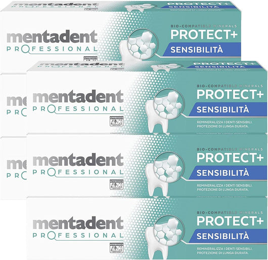 MENTADENT DENTIFRICIO SET 6 CONFEZIONI PROFESSIONAL RIMINALIZZA I DENTI SENSIBILI 75 ML L'UNO PROTETTIVO