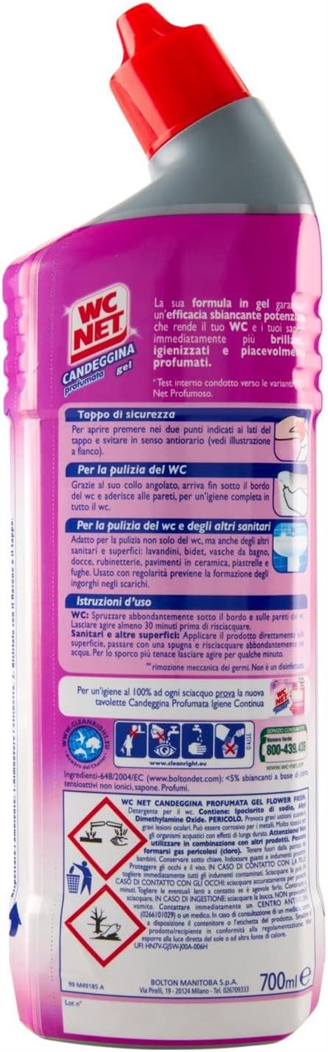 WC NET SET 2 CONFEZIONI GEL CANDEGGINA PROFUMATA 700 ML L'UNA