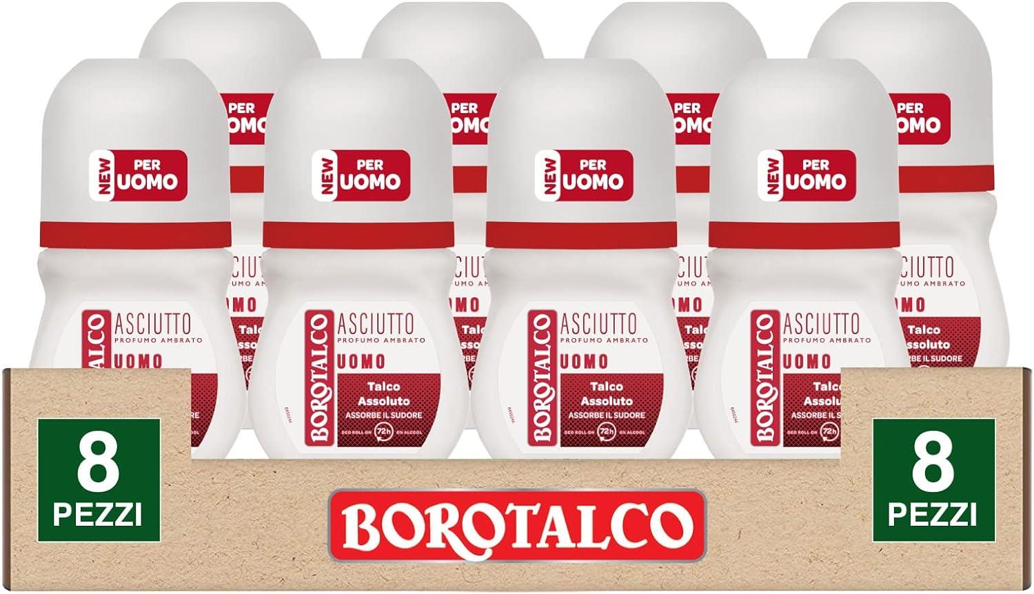 BOROTALCO SET 8 PZ DEO ROLL-ON 50ML L'UNO NEW ASCIUTTO PROFUMO AMBRATO NO ALCOOL 72H