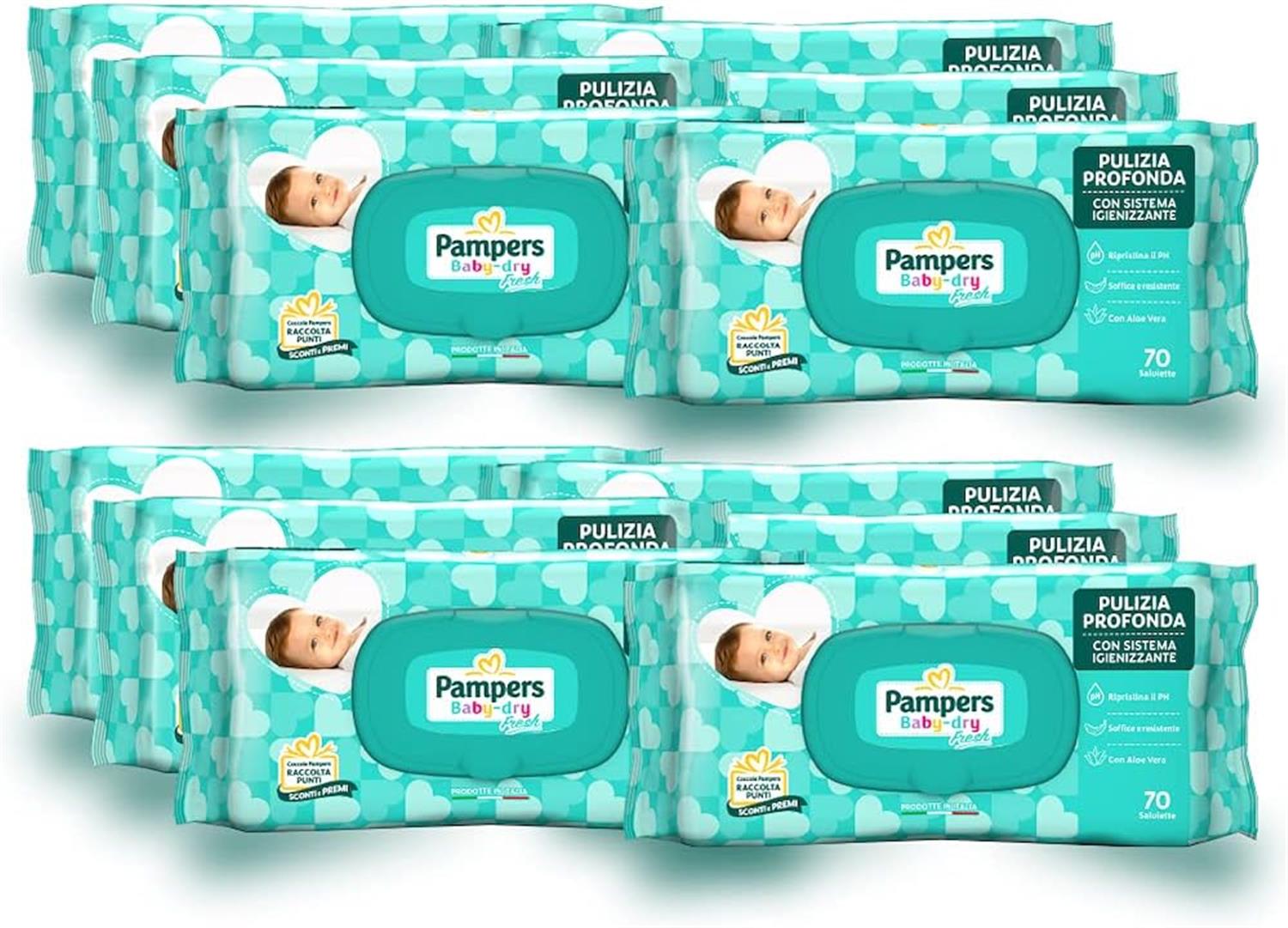 PAMPERS 300 PZ SALVIETTE UMIDIFICATE BAMBINI BABY FRESH