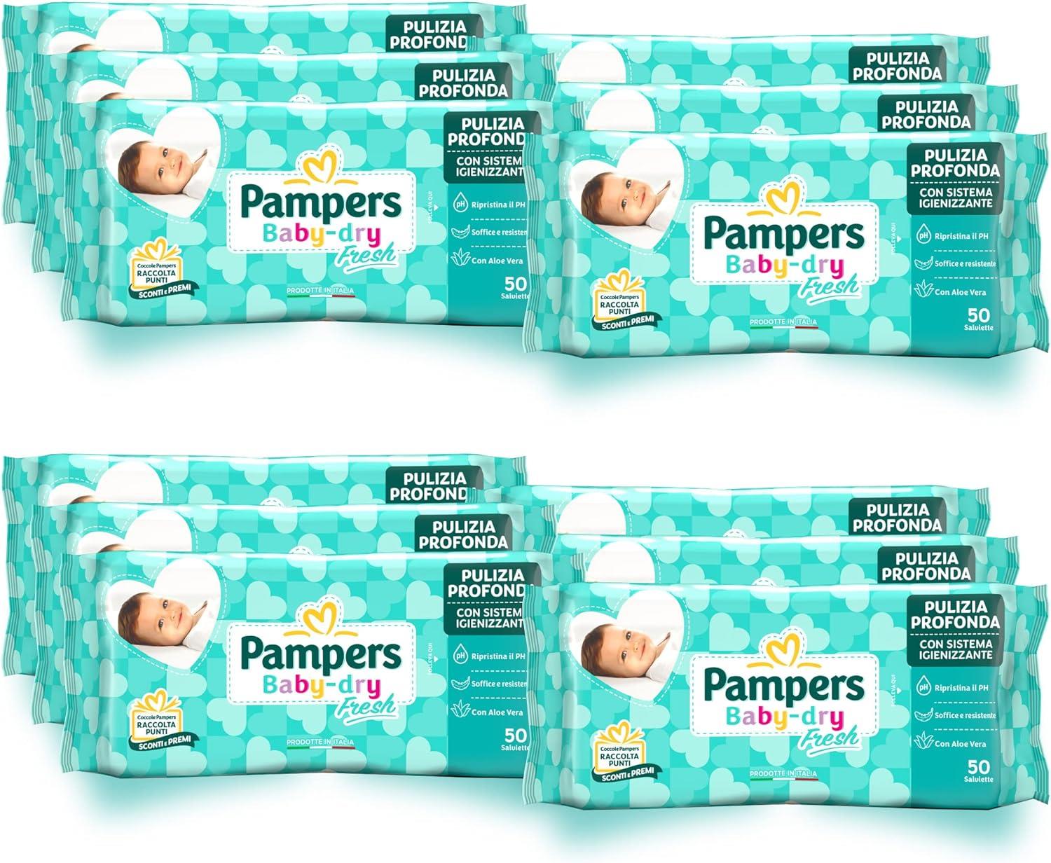 PAMPERS 600 PZ SALVIETTE UMIDIFICATE BAMBINI BABY FRESH