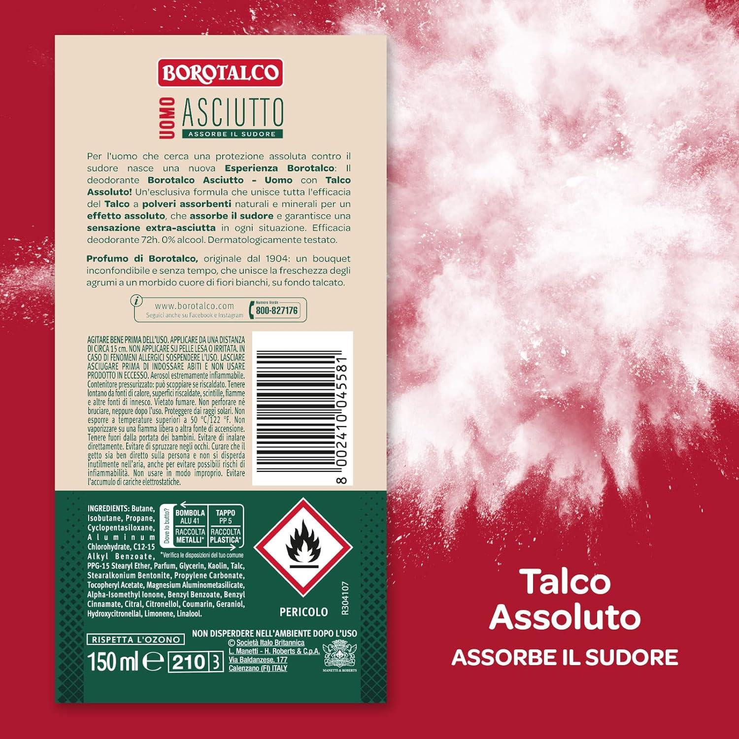 BOROTALCO SET 6 PZ DEO SPRAY 150 ML L'UNO NEW PROFUMO DI BOROTALCO DA UOMO + ASCIUTTO