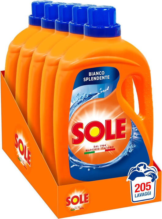 SOLE SET 5 PZ DETERSIVO LAVATRICE 3 IN 1 BIANCO SPLENDENTE 205 LAVAGGI 1.845 L L'UNO