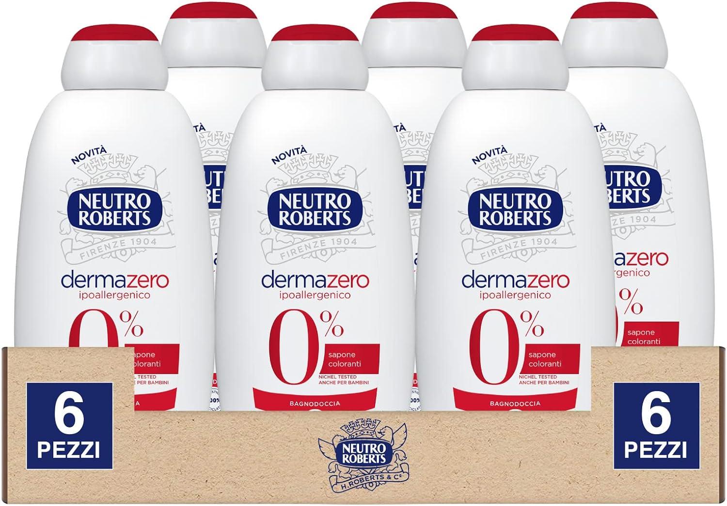 NEUTRO ROBERTS SET 6 PZ BAGNODOCCIA DERMAZERO IPOALLERGENICO DA 600 ML
