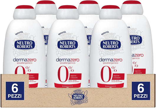 NEUTRO ROBERTS SET 6 PZ BAGNODOCCIA DERMAZERO IPOALLERGENICO DA 600 ML