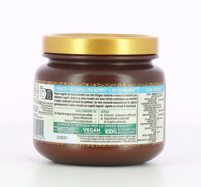 GARNIER ULTRA DOLCE 3 MASCHERE NUTRIENTE PER CAPELLI SECCHI RITUALE D'ARGAN HAIR REMEDY 340 ML