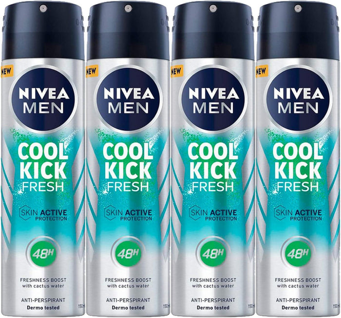 NIVEA SET 4 PZ DEODORANTE SPRAY 150 ML MEN COOL KICK FRESH FINO A 48 H