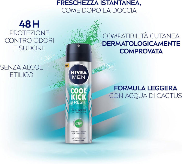 NIVEA SET 4 PZ DEODORANTE SPRAY 150 ML MEN COOL KICK FRESH FINO A 48 H