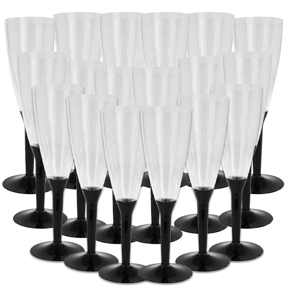 FLUTE CON BASE NERA IN CONFEZIONE DA 18 PEZZI REALIZZATI IN PLASTICA