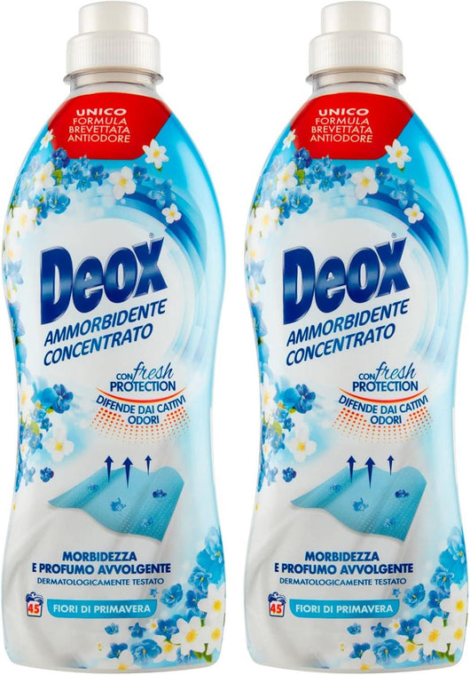 DEOX SET 2 CONFEZIONI DI AMMORBIDENTE CONCENTRATO LAVATRICE FIORI DI PRIMAVERA 80 LAVAGGI 900 ML L'UNA