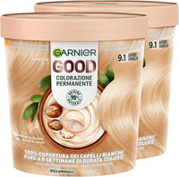 SET 2 GARNIER GOOD TINTA CAPELLI 9.1 BIONDO VANIGLIA COLORAZIONE PERMANENTE SENZA AMMONIACA 90% NATURALE