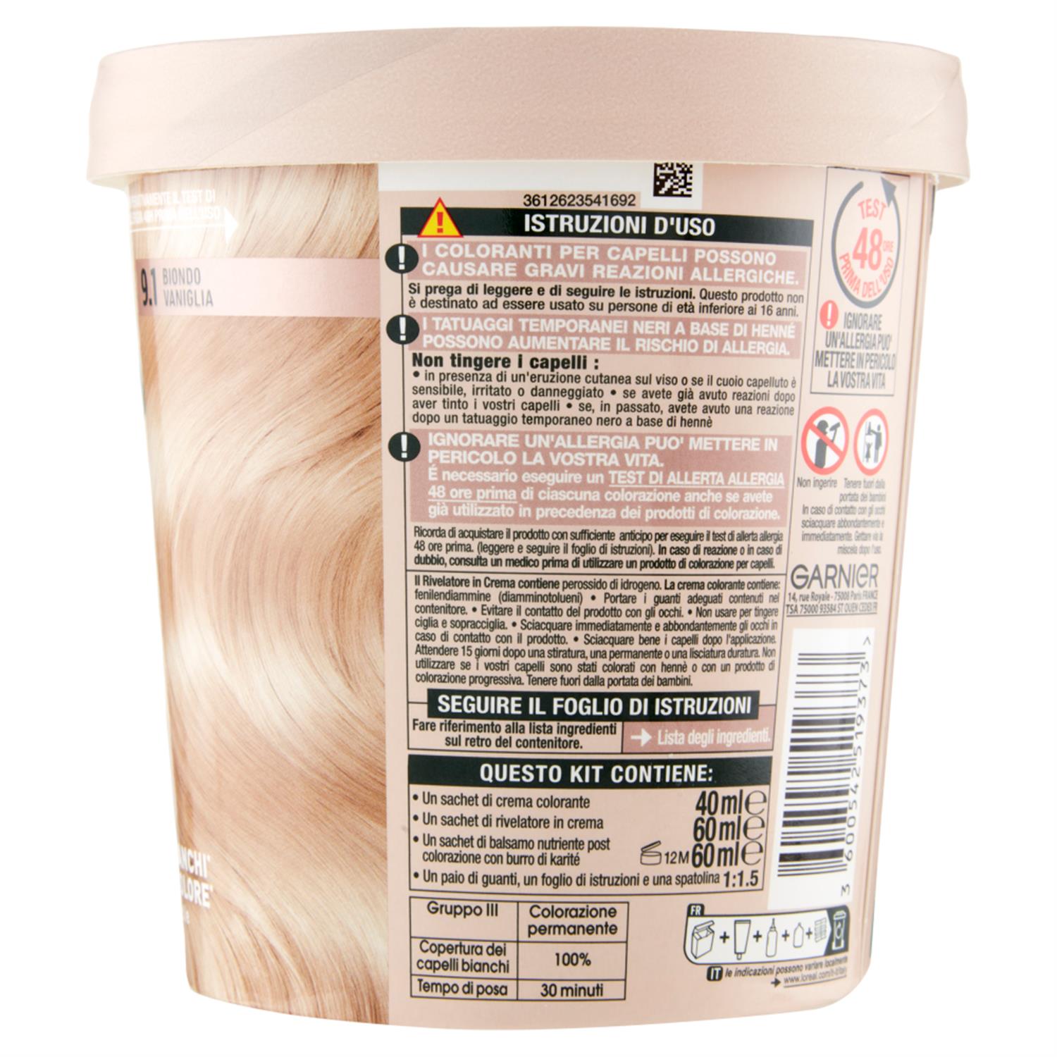 SET 2 GARNIER GOOD TINTA CAPELLI 9.1 BIONDO VANIGLIA COLORAZIONE PERMANENTE SENZA AMMONIACA 90% NATURALE