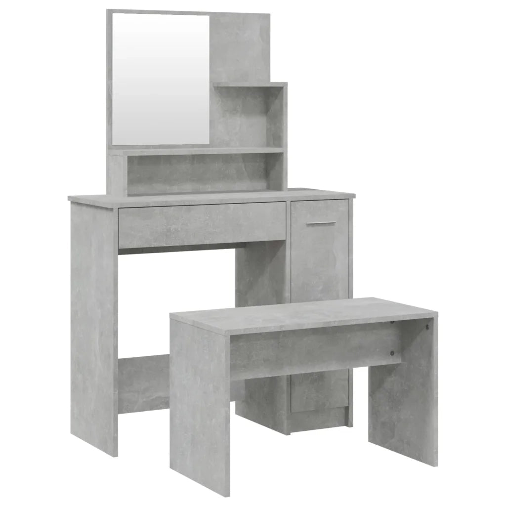 Set Tavolo da Toeletta | Tavolo da Trucco Grigio Cemento 86,5x35x136 cm