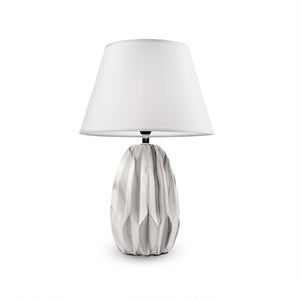 LAMPADA DA TAVOLO IN CERAMICA CON BASE EFFETTO MARMO DA 42 CM IN COLORE BIANCO
