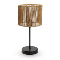 LAMPADA DA TAVOLO IN METALLO NERO CON PARALUME IN CORDA 19X19X38CM