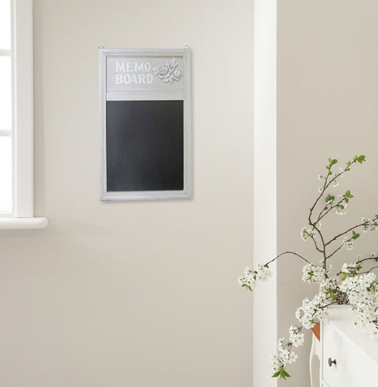 LAVAGNA DA PARETE IN LEGNO RETTANGOLARE  50X30 CM GRIGIA IN STILE SHABBY CHIC