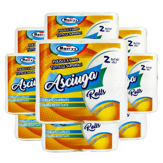 MAURY'S CARTA ASCIUGATUTTO CUCINA 18 ROTOLI 2 VELI ASCIUGAROLLS 380GR
