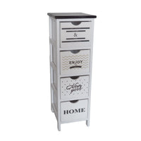 MAURY'S MOBILE ENJOY DA ARREDO SLIM IN LEGNO BIANCO CON SCRITTE E TOP NERO DIMENSIONI 26 X 32 X 81 CM