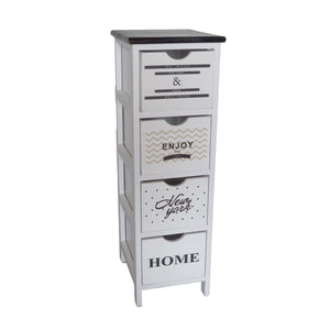 MAURY'S MOBILE ENJOY DA ARREDO SLIM IN LEGNO BIANCO CON SCRITTE E TOP NERO DIMENSIONI 26 X 32 X 81 CM