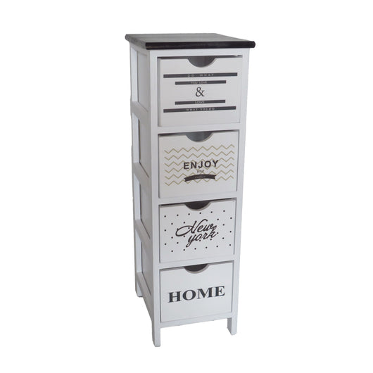 MAURY'S MOBILE ENJOY DA ARREDO SLIM IN LEGNO BIANCO CON SCRITTE E TOP NERO DIMENSIONI 26 X 32 X 81 CM